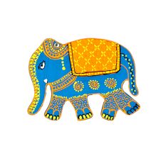 Handcrafted Folk Elephant Wooden Fridge Magnet Kitchen Decor